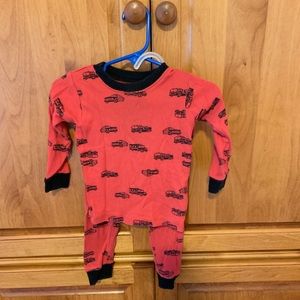 Red Carter’s firetruck pajamas